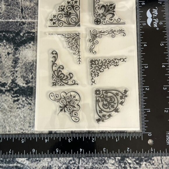 Forever in Time FLORAL CORNERS  Clear Cling Rubber Stamp Art Floral CS224F - Picture 4 of 7